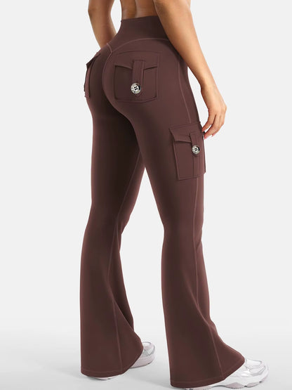 Essential Women'S Fitness Pants: High-Waisted Flared Workout Pants with Pockets, Shaping and Tummy-Control Fitness Pants.